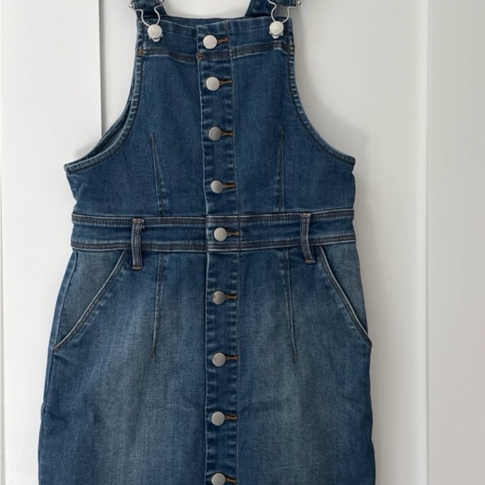 Bebe Blue Denim Overall Dress